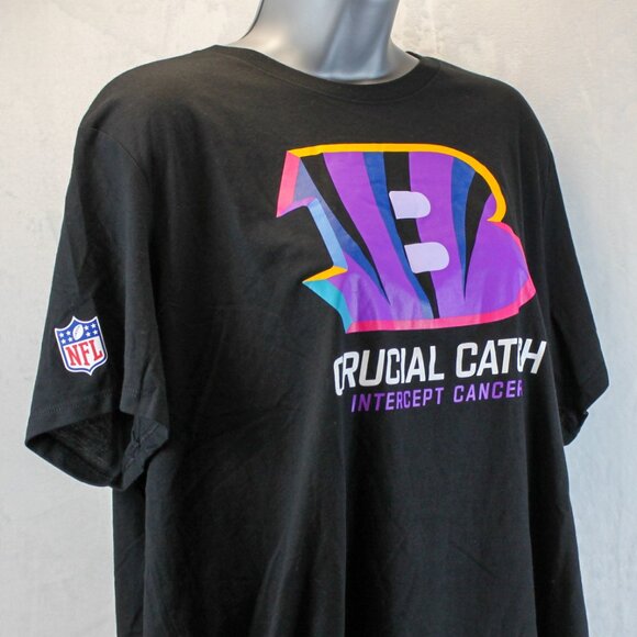 Cincinnati Bengals Crucial Catch Intercept Cancer Short Sleeve Tee Women's XXL - Picture 1 of 10